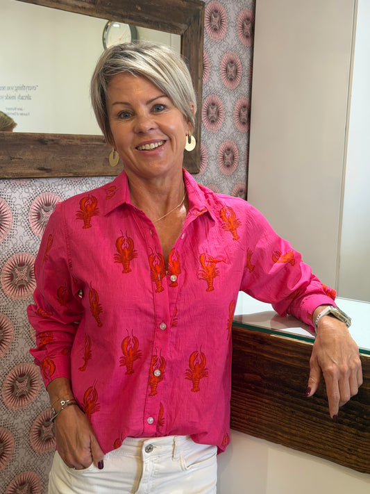 Ladies Shirt - Pink Lobster