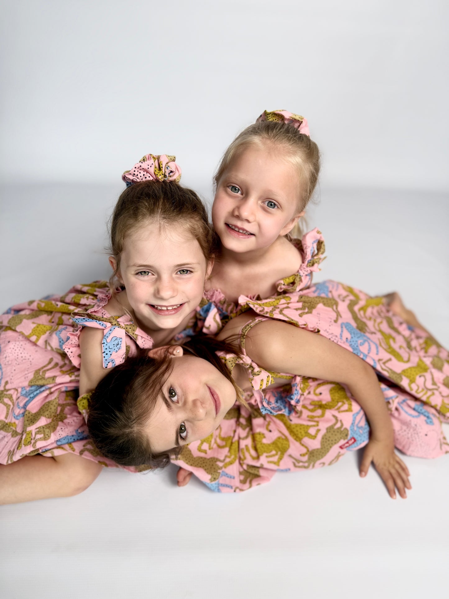 Girls Swirly Dress - Cheetah on Blush