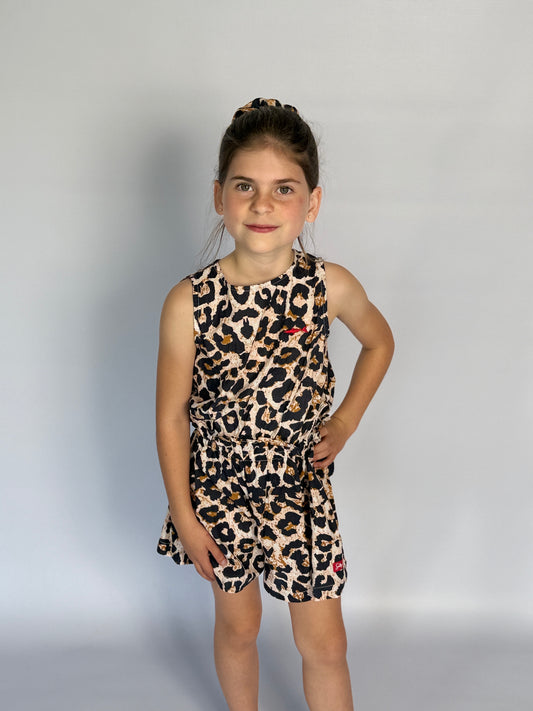 Girls Playsuit - Navy Animal Print