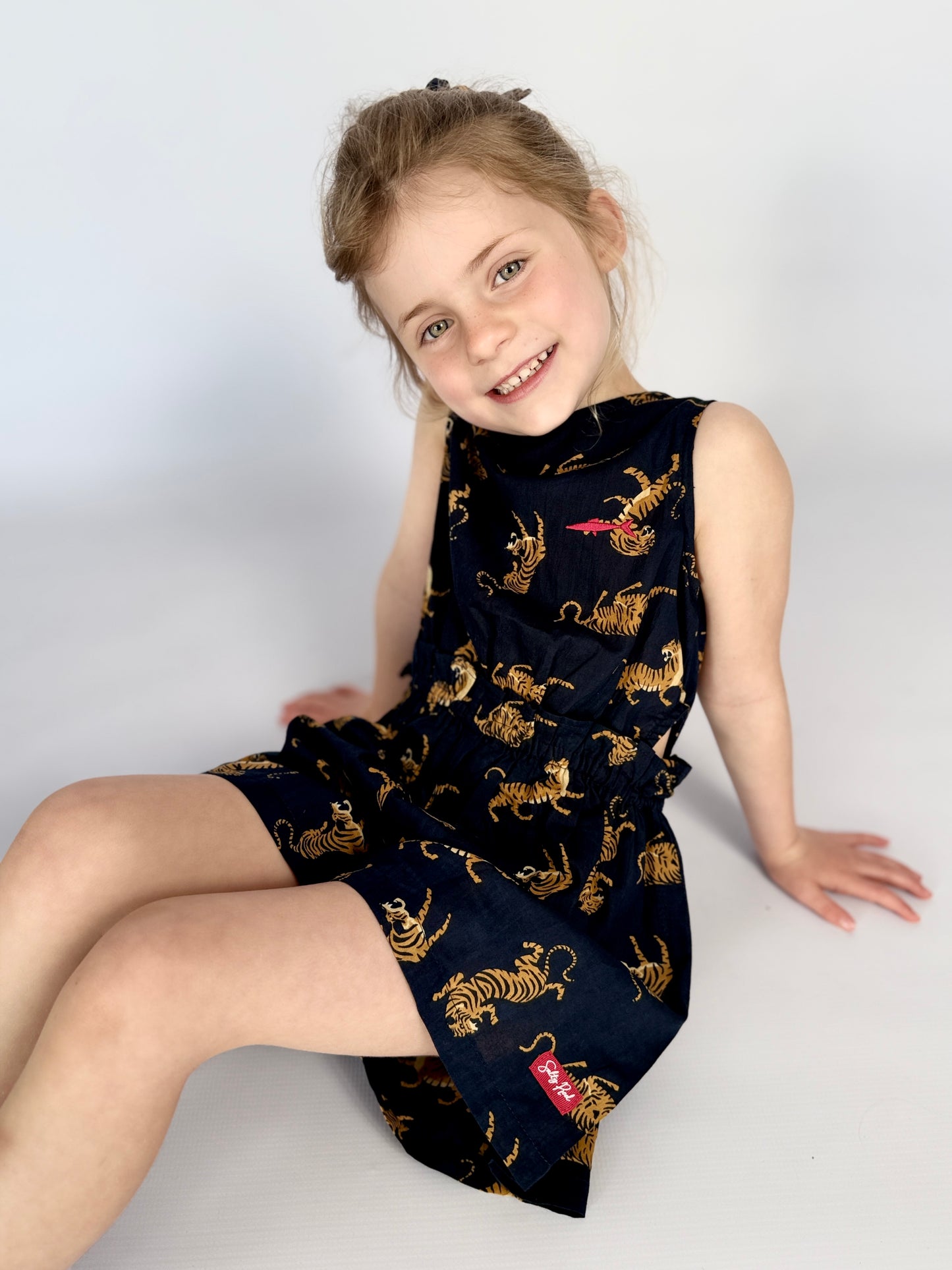 Girls Playsuit - Navy w Orange Tigers