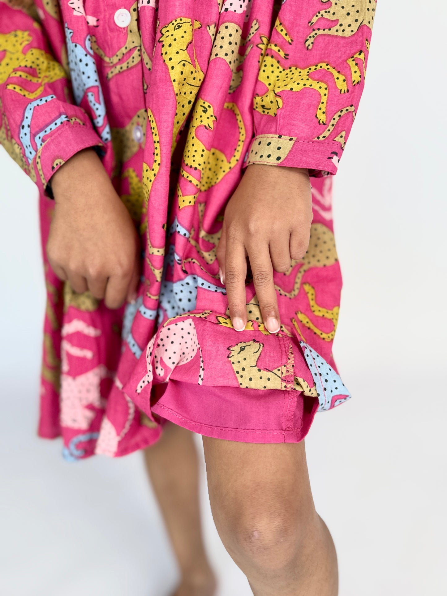 Girls Shirt Dress - Cheetah on pink