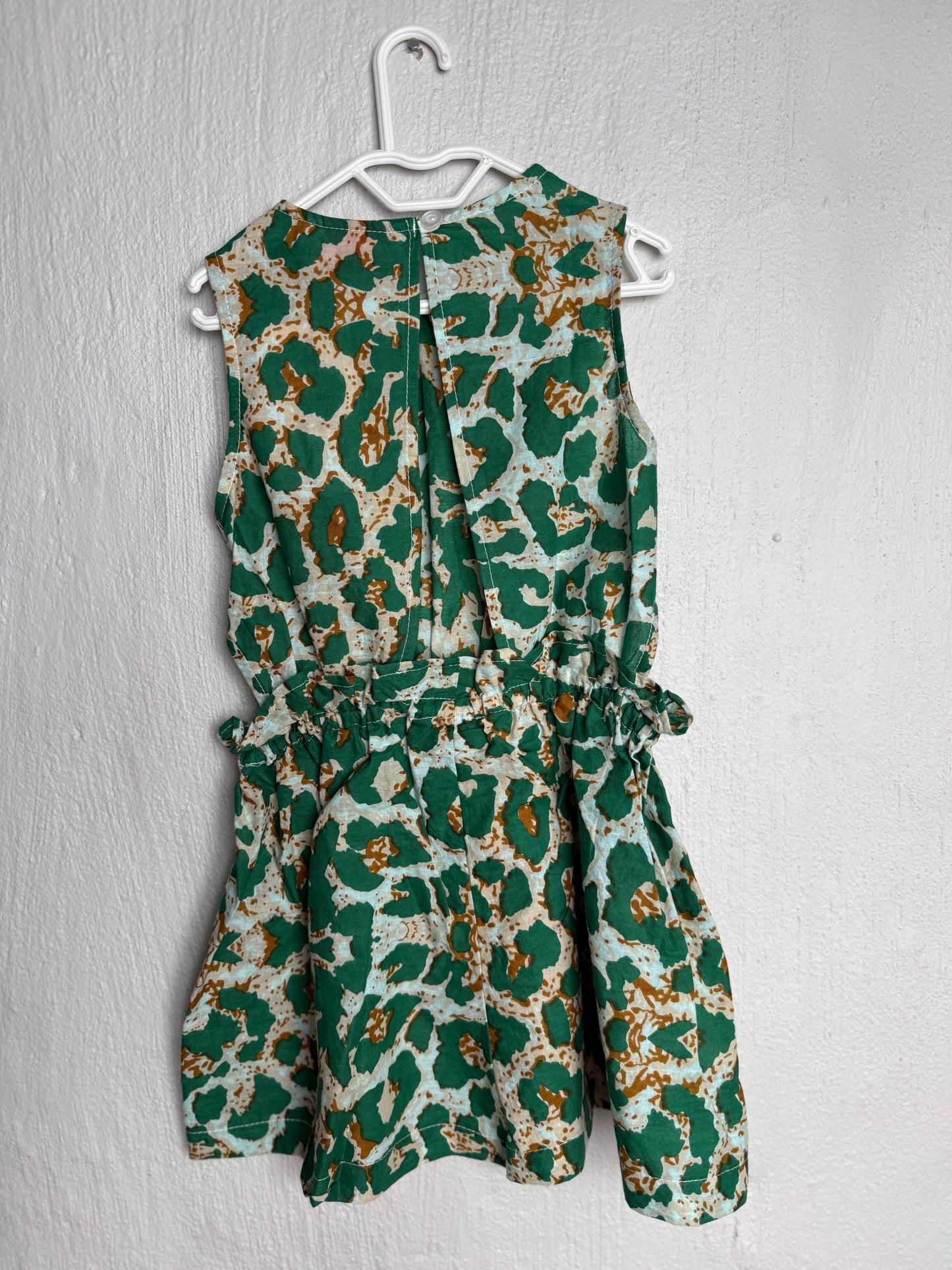 Girls Playsuit - Green Animal Print