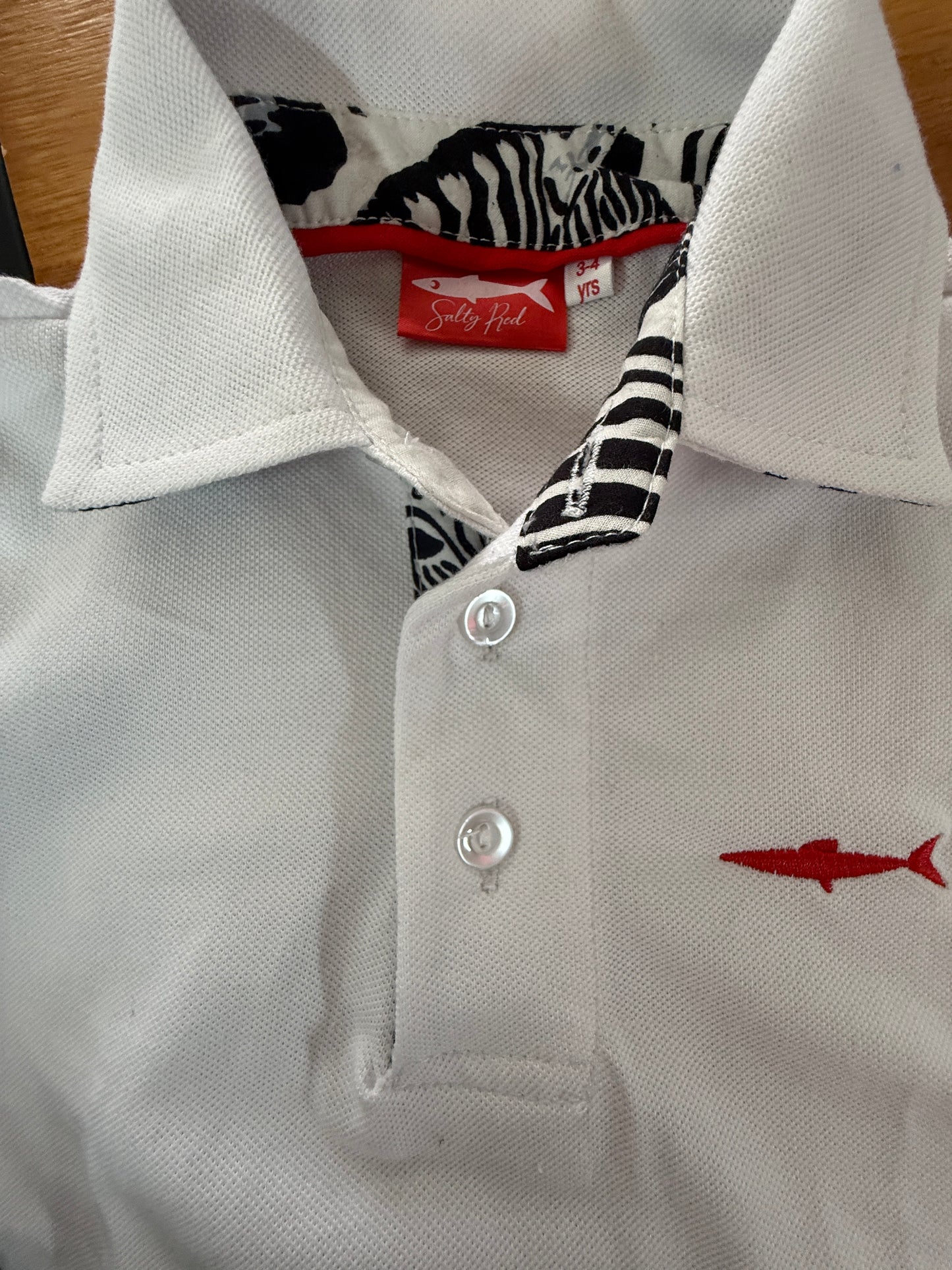 Boys Golfer - White - Black Zebra Collar Insert