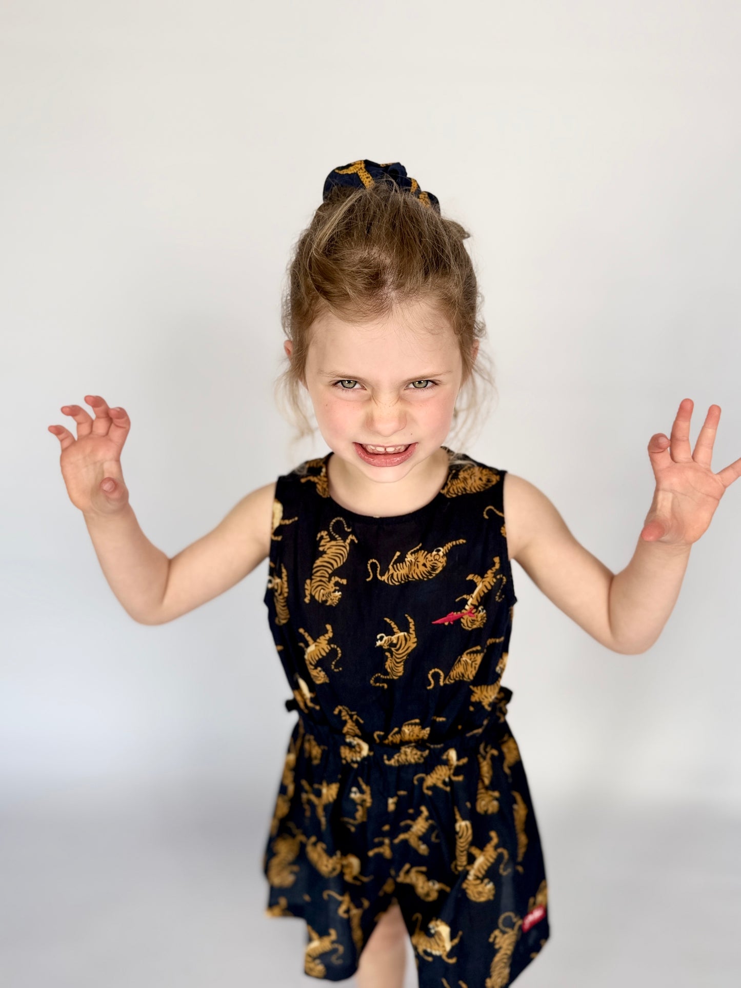 Girls Playsuit - Navy w Orange Tigers