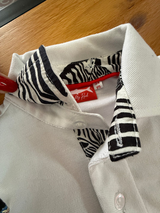 Boys Golfer - White - Black Zebra Collar Insert