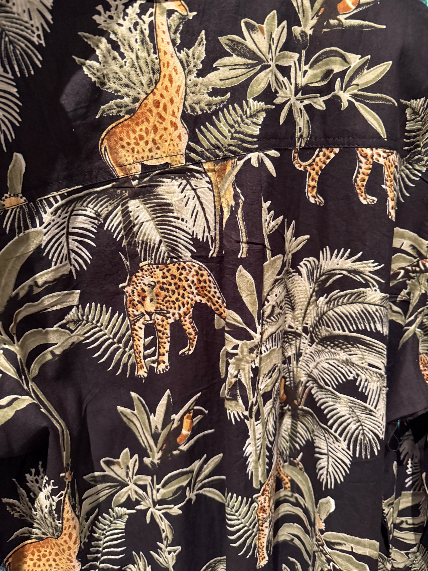 Ladies Shirt - Black w Giraffe, Leopards