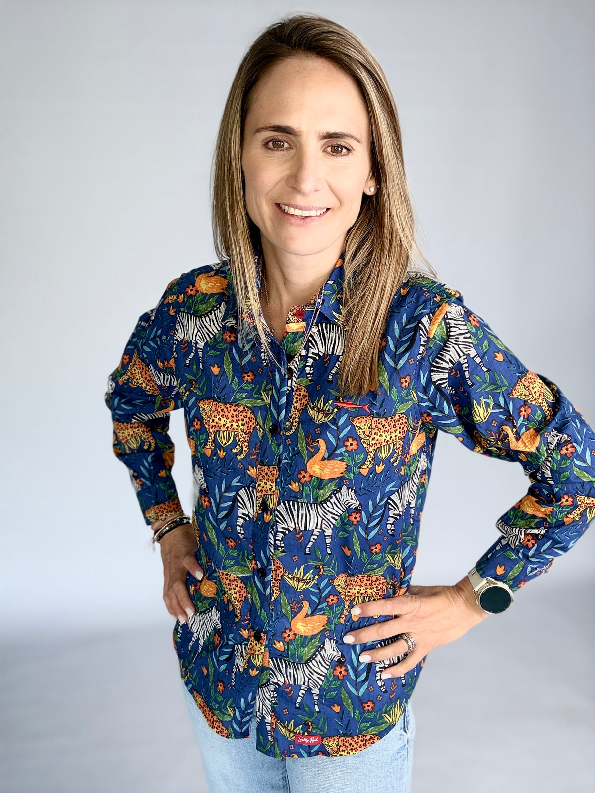 Ladies Shirt - Blue Wild Safari