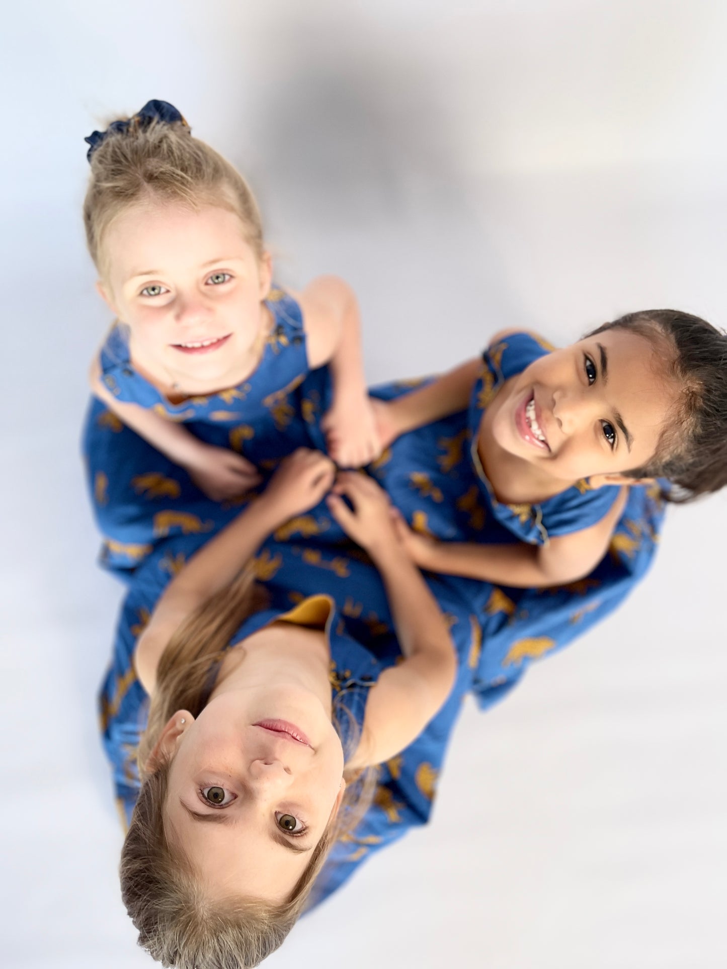 Girls Criss Cross back Dress - Royal Blue Leopard