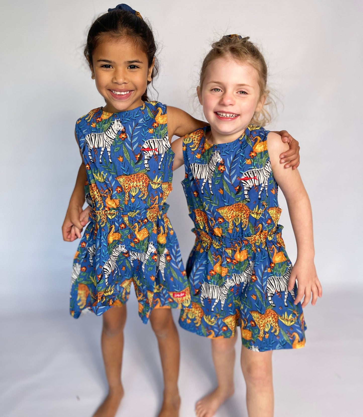 Girls Playsuit - Blue Wild Safari