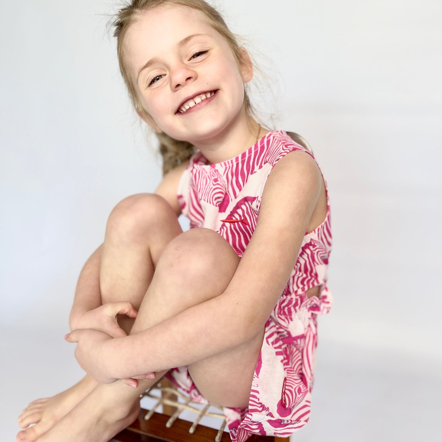 Girls Playsuit - Pink Zebra