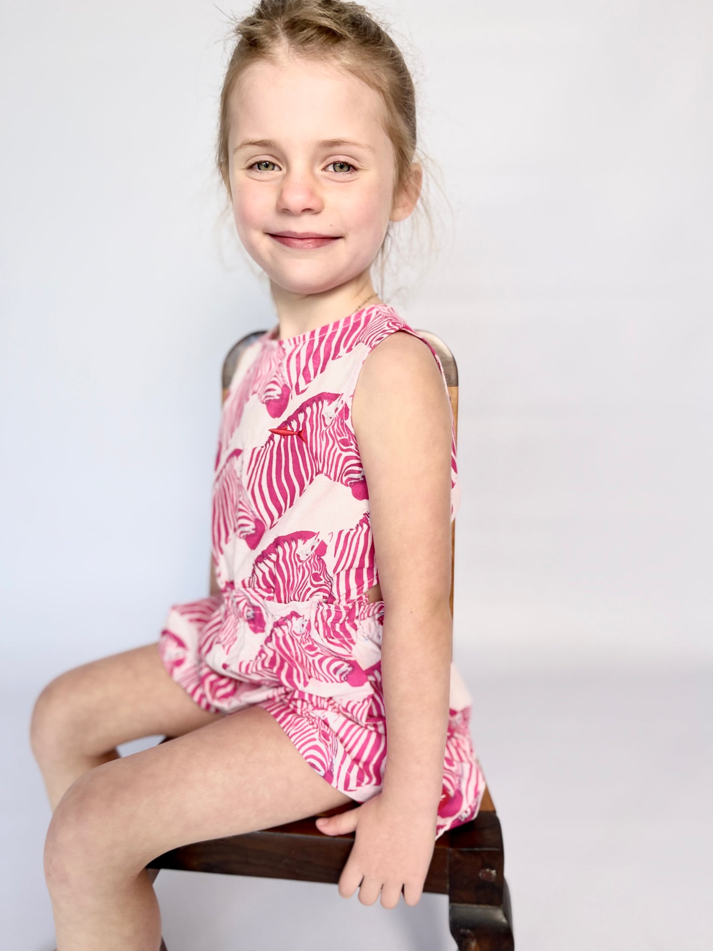 Girls Playsuit - Pink Zebra