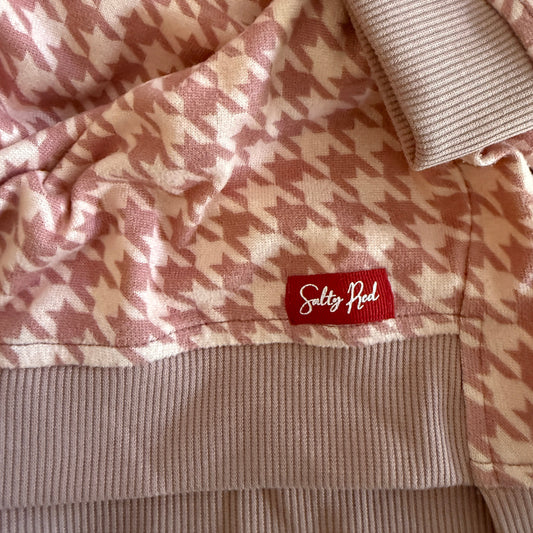 Girls Jumper Dress - Pink and White Houndstooth