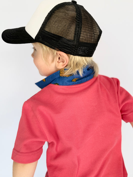 Boys Golfer - Coral - Navy w Orange Leopards Insert