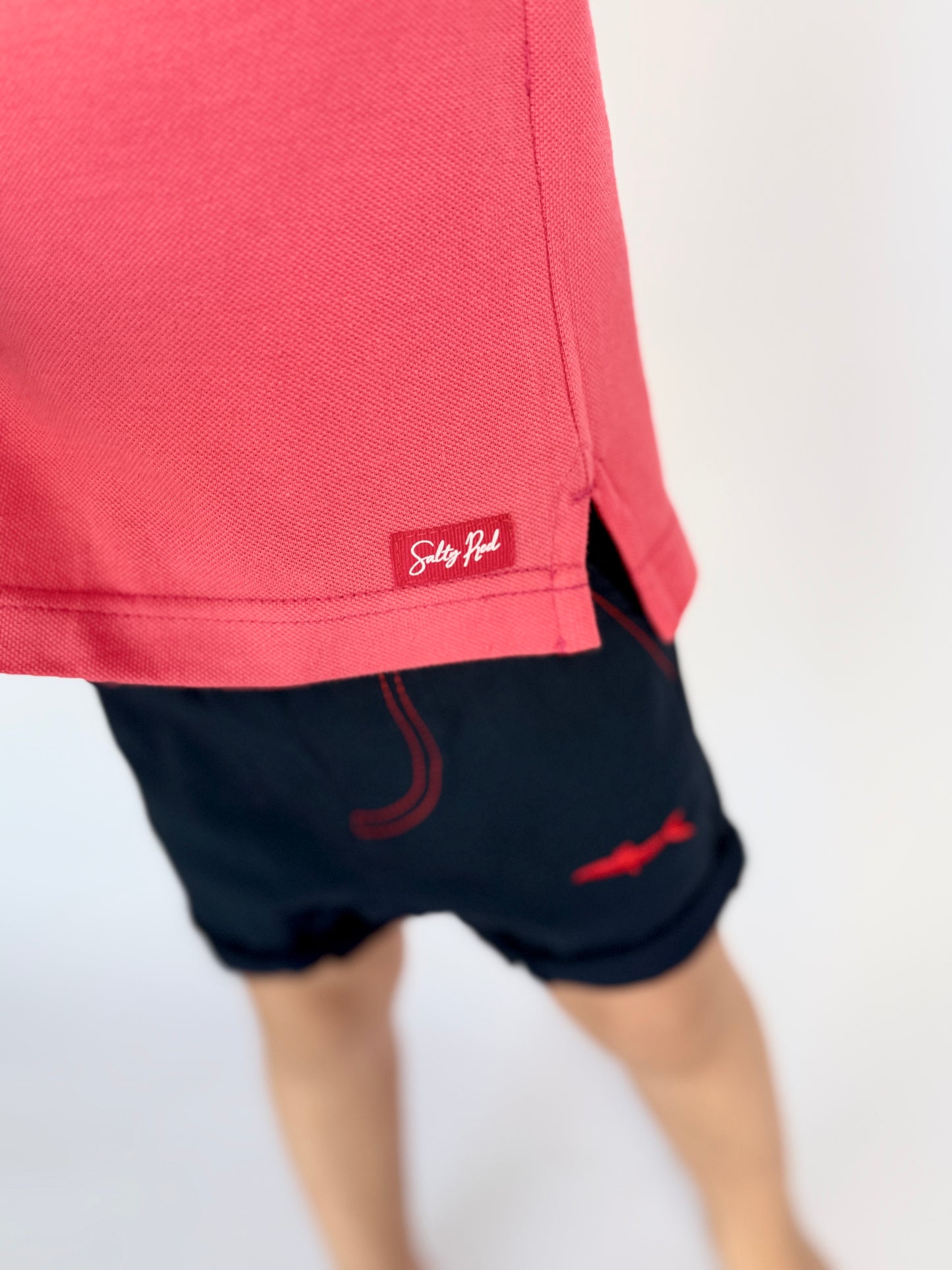 Boys Golfer - Coral - Navy w Orange Leopards Insert