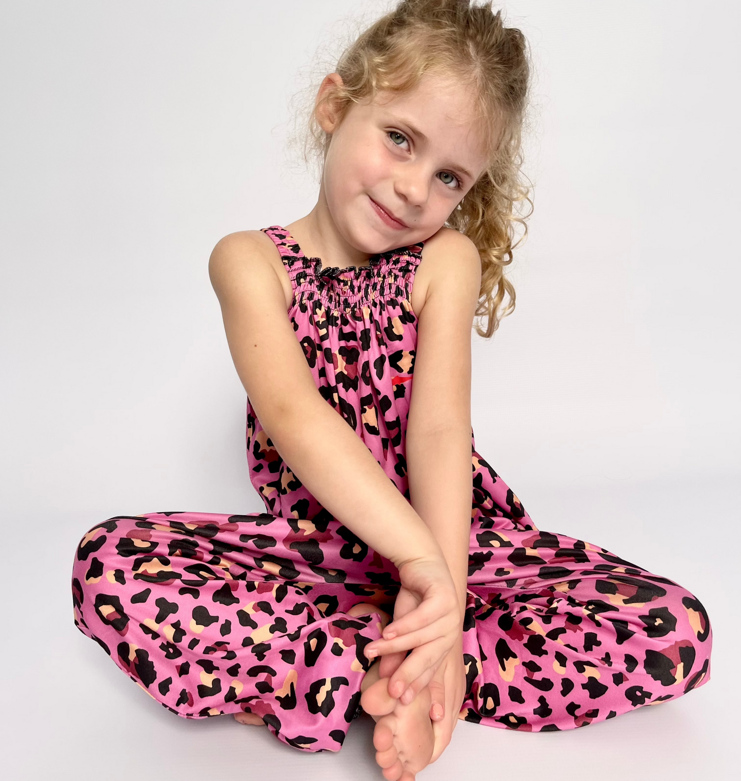 Girls Jumpsuit - Pink Animal Print