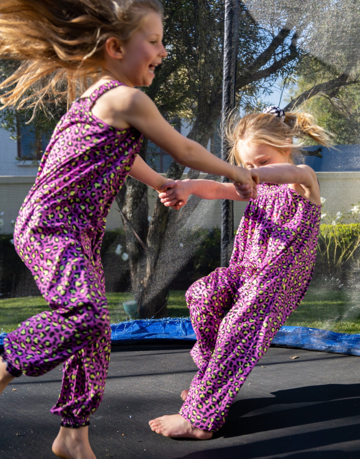 Girls Jumpsuit - Pink w Yellow Animal Print