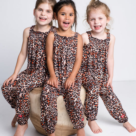 Girls Jumpsuit - Red Animal Print