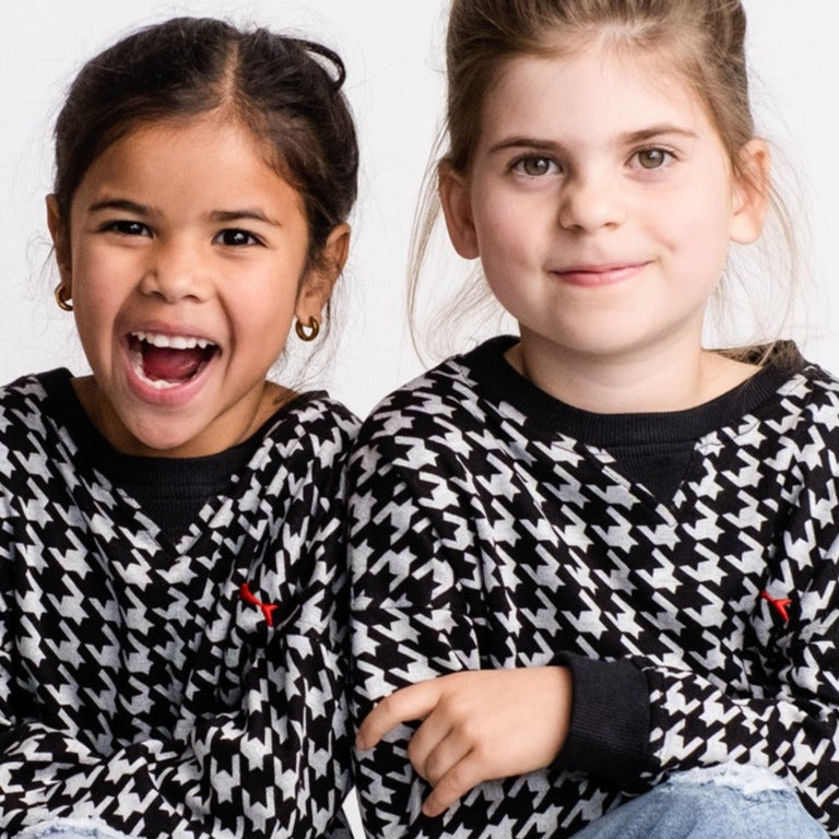 Girls Jumper Dress - Black and White Houndstooth