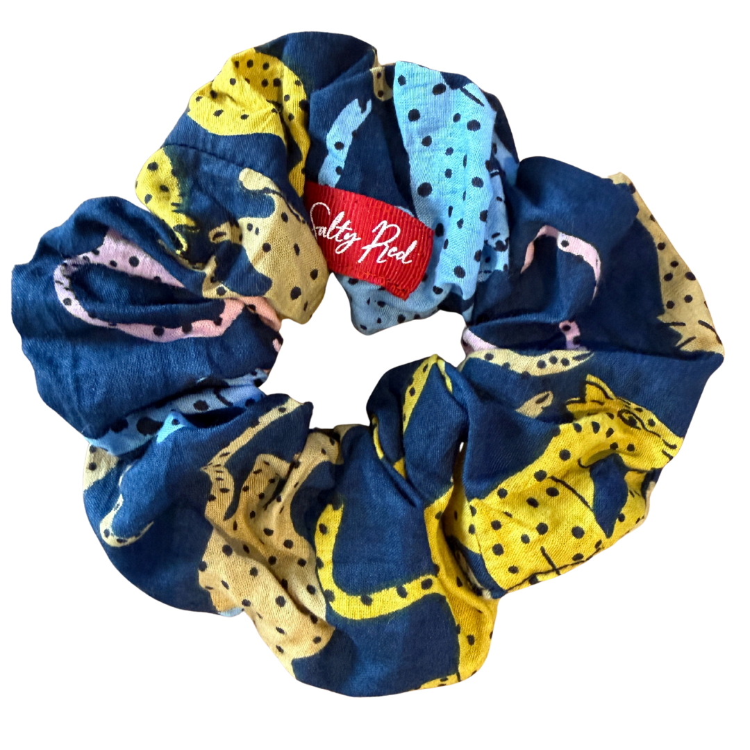 Scrunchie - Cheetah on Navy
