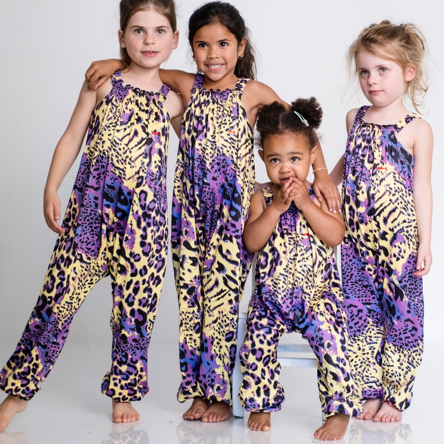 Girls Jumpsuit - Purple and Yellow Animal Print