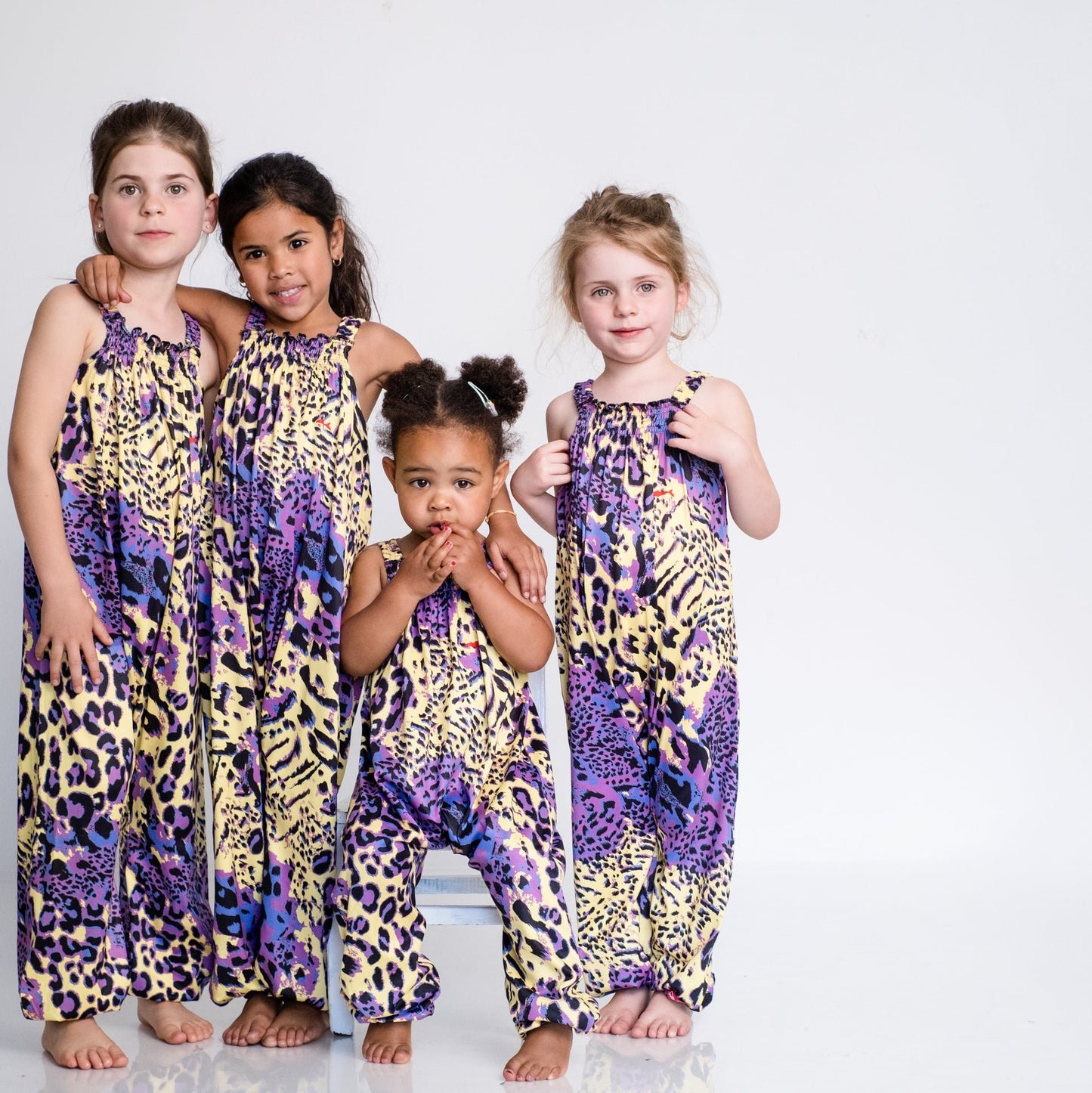 Girls Jumpsuit - Purple and Yellow Animal Print