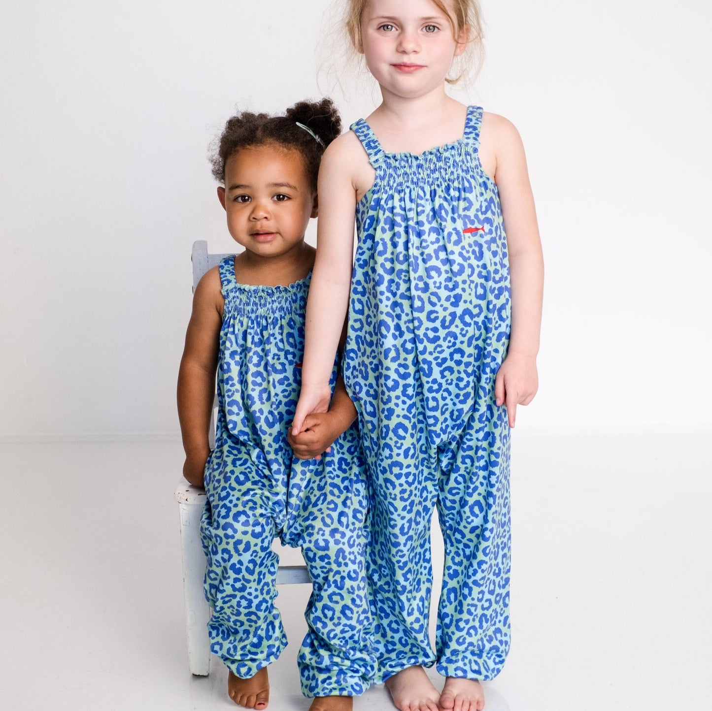 Girls Jumpsuit - Blue Turquoise Animal Print