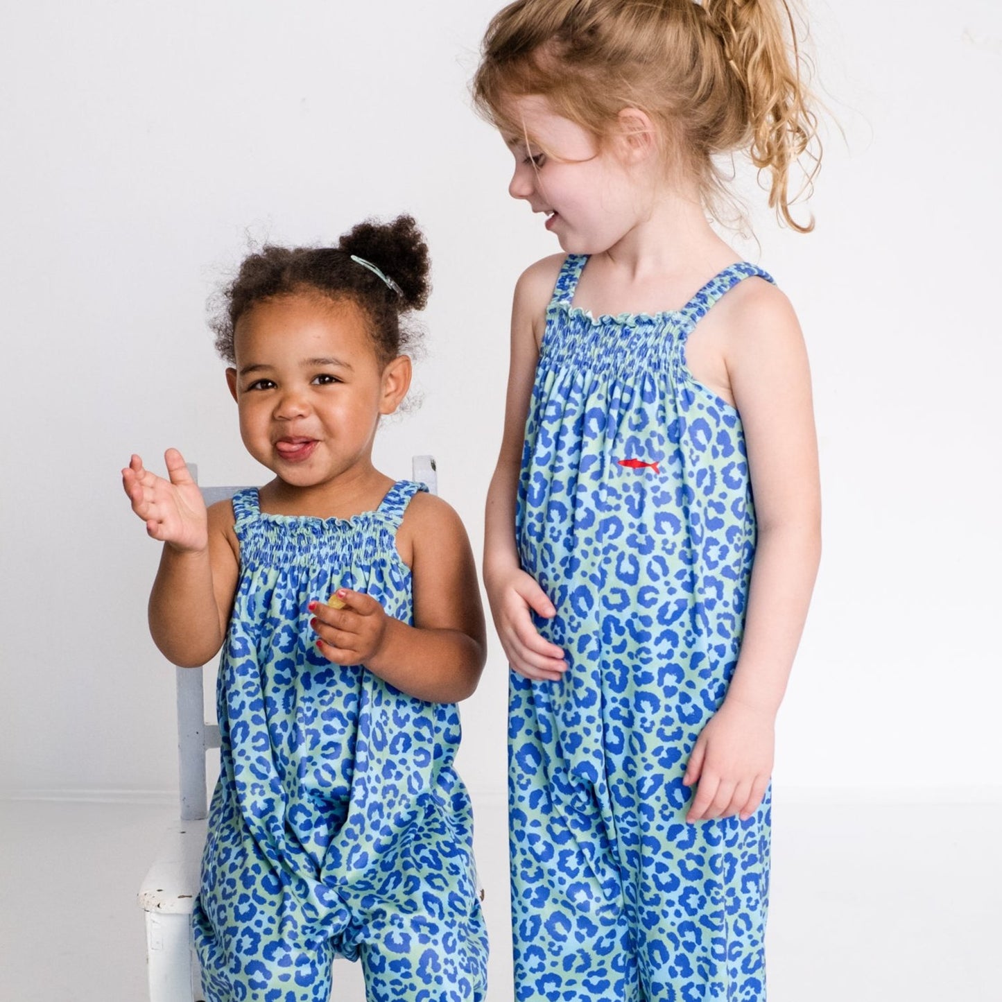 Girls Jumpsuit - Blue Turquoise Animal Print