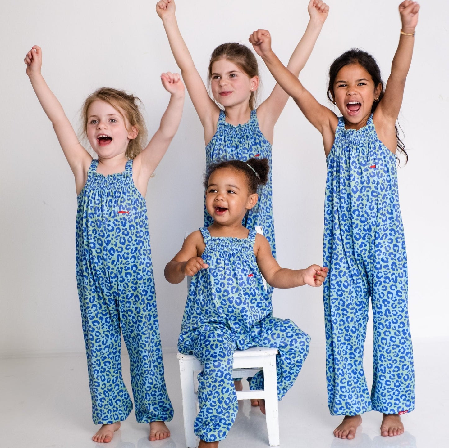 Girls Jumpsuit - Blue Turquoise Animal Print