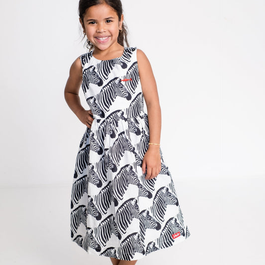Girls Criss Cross back Dress - Black Zebra
