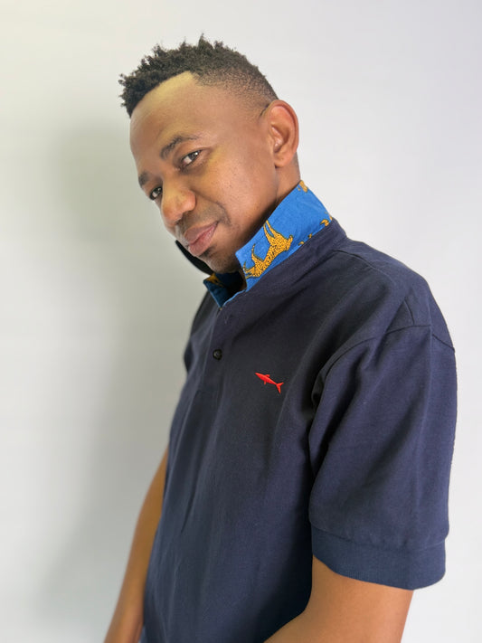 Mens Golfer - Navy - Royal Blue w Orange Leopards Insert