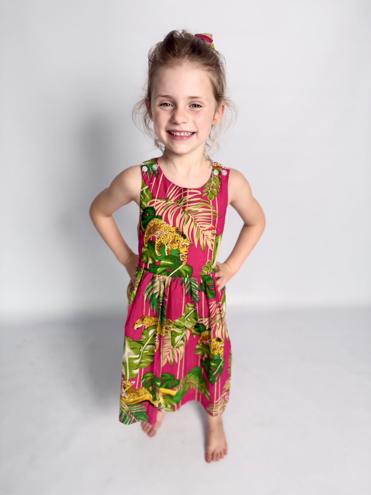 Girls Criss Cross back Dress - Dark Pink Savannah