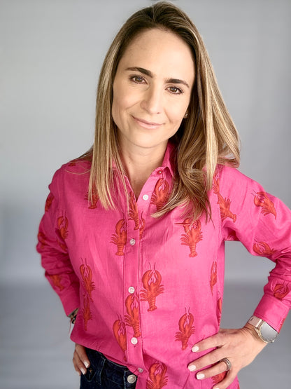 Ladies Shirt - Pink Lobster