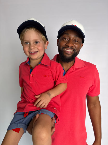 Boys Smart Shorts - Mid Blue - Navy w Orange Leopards Insert