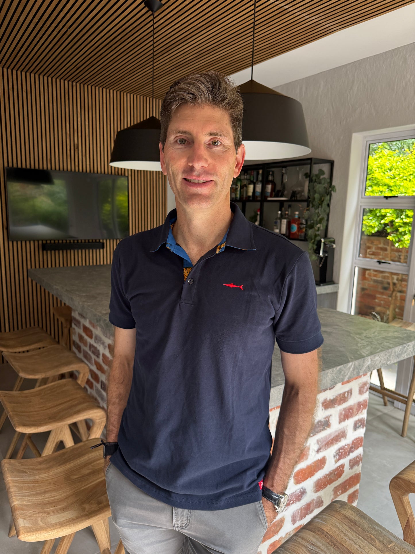 Mens Golfer - Navy - Royal Blue w Orange Leopards Insert