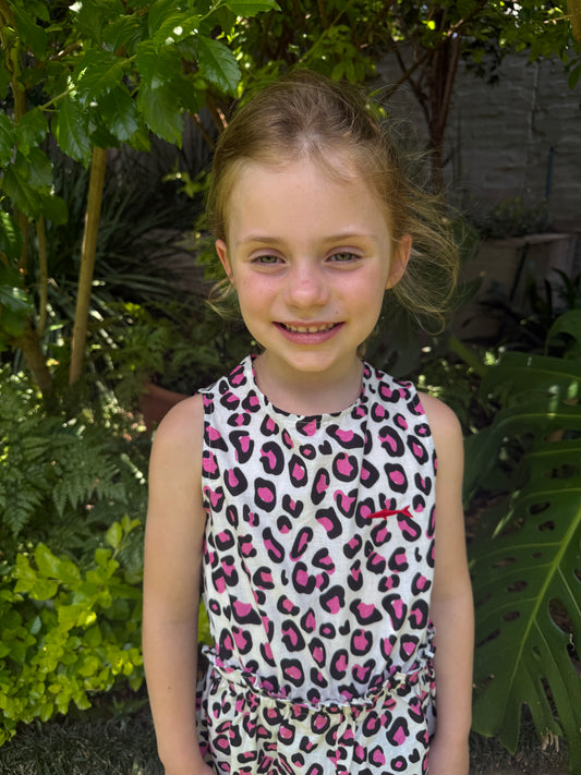 Girls Playsuit - White and Pink