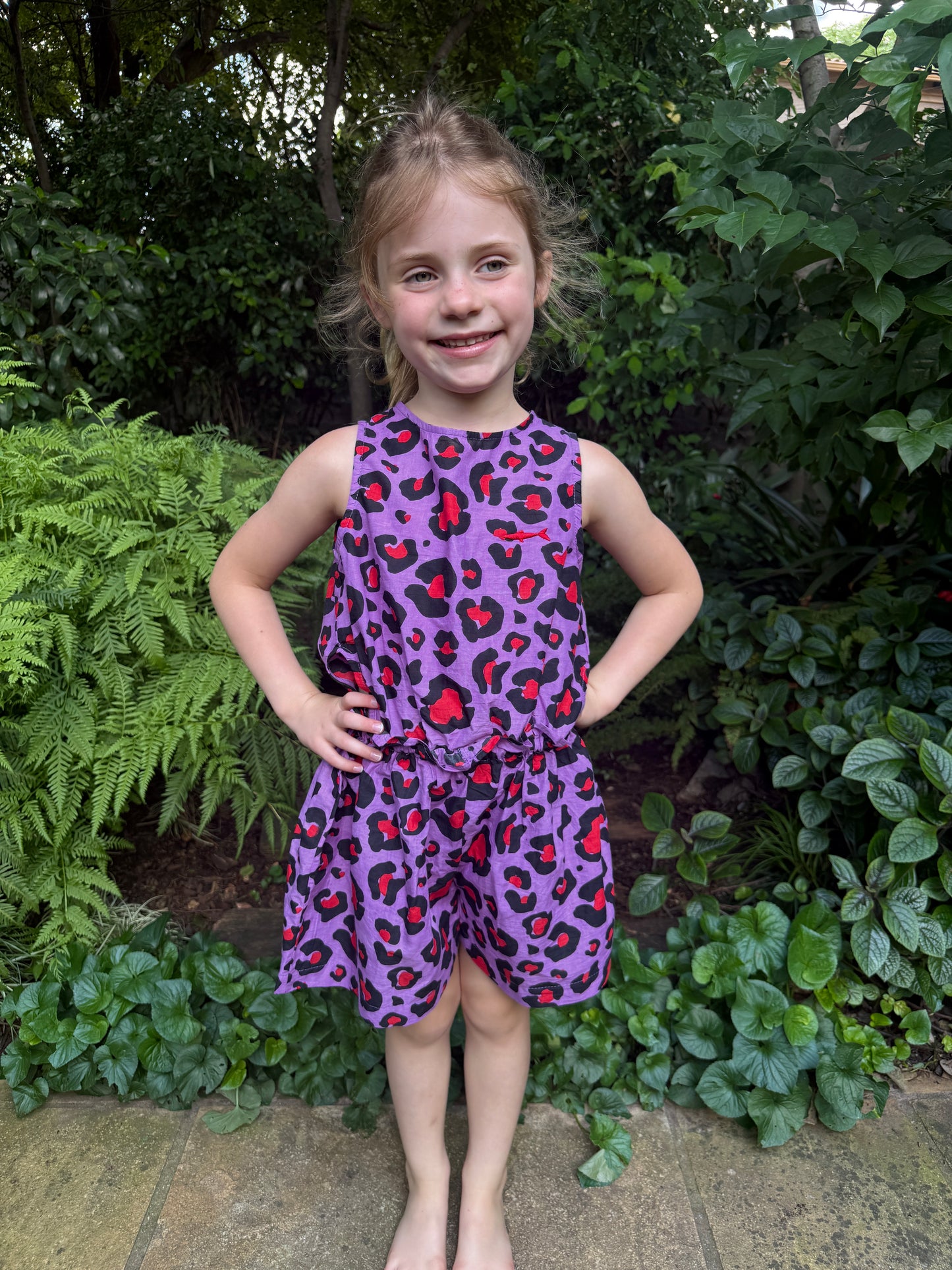 Girls Playsuit - Purple and Red