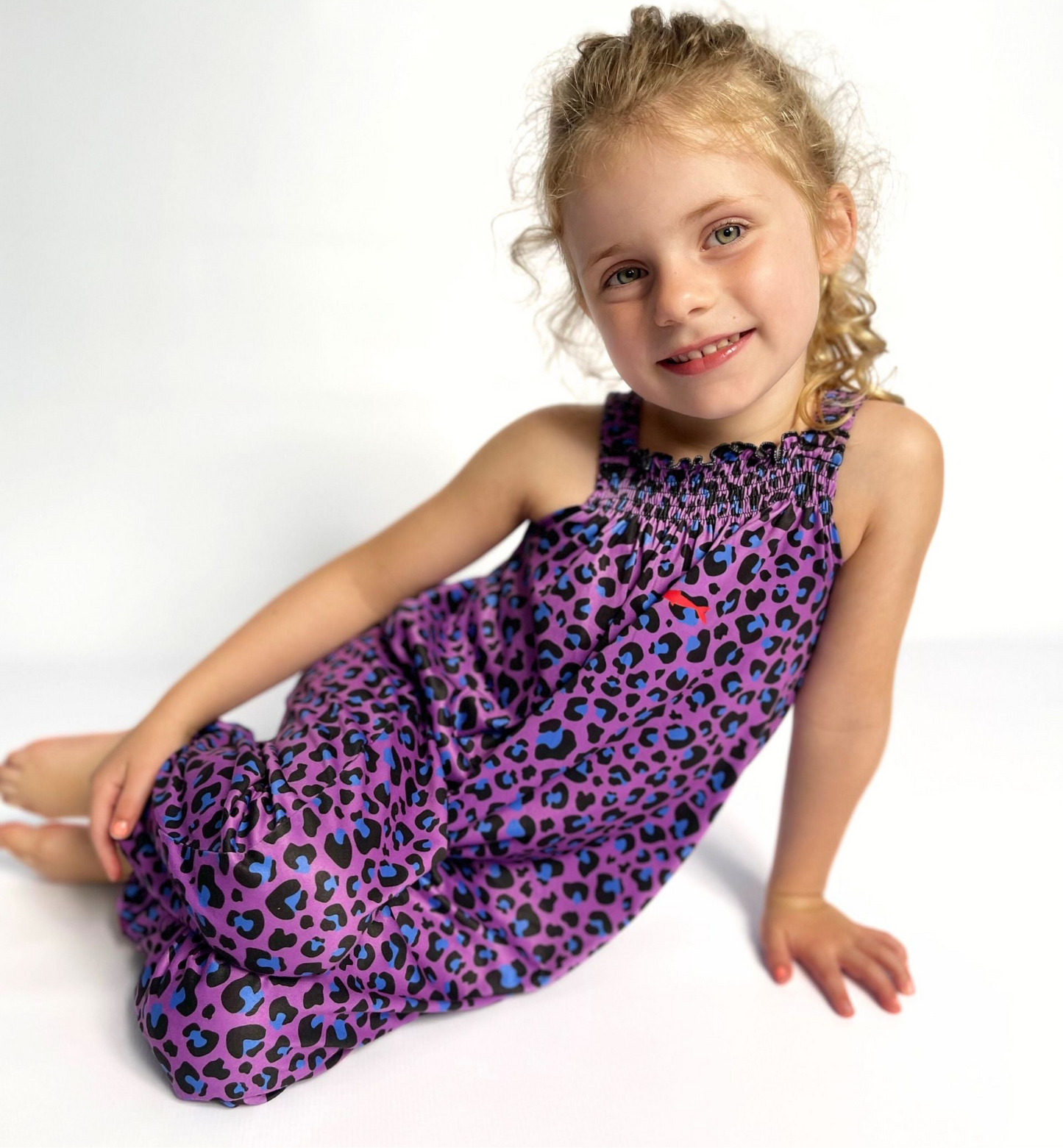 Girls Jumpsuit - Purple and Blue Animal Print
