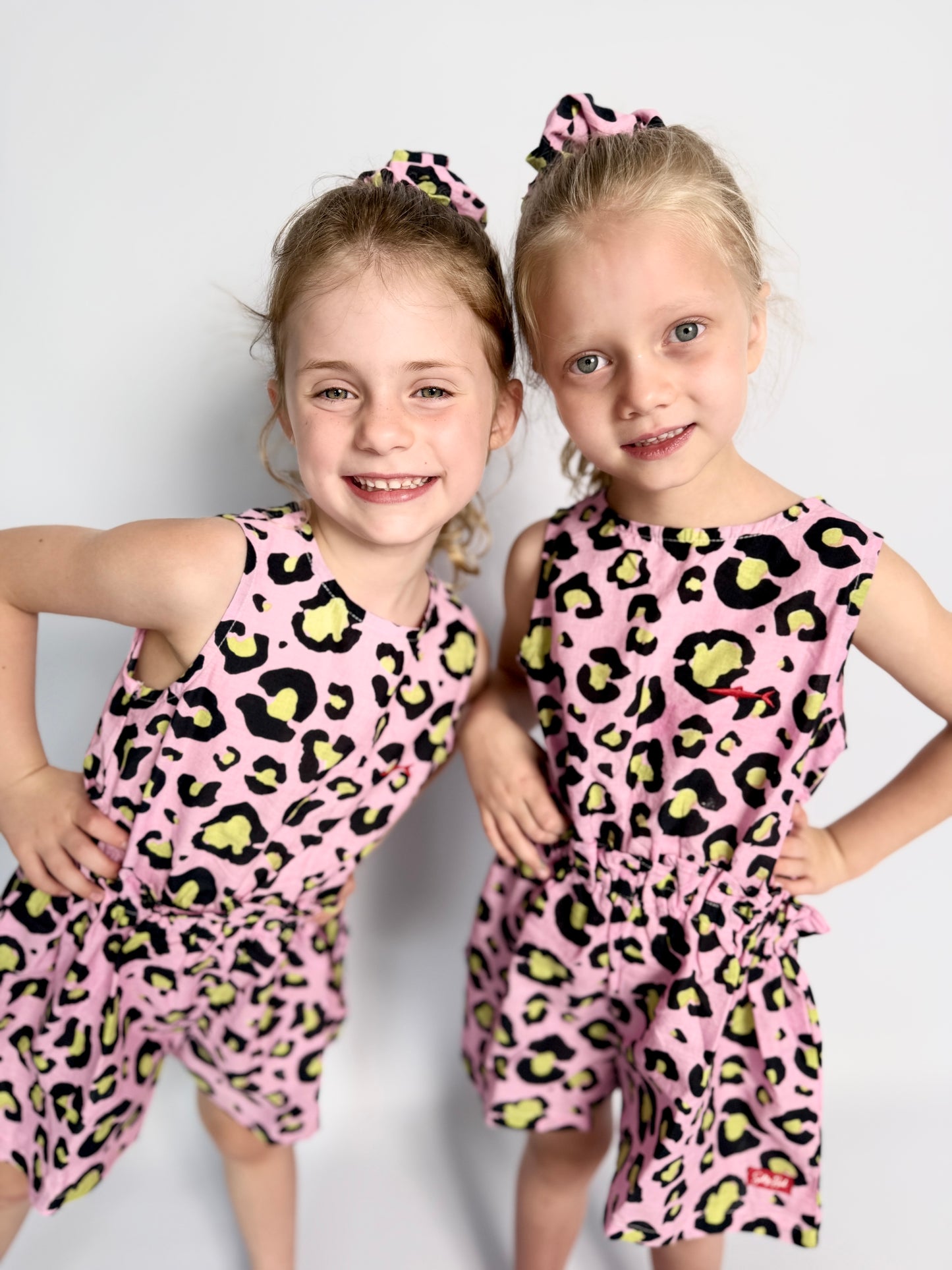 Girls Playsuit - Pink and Black Animal Print