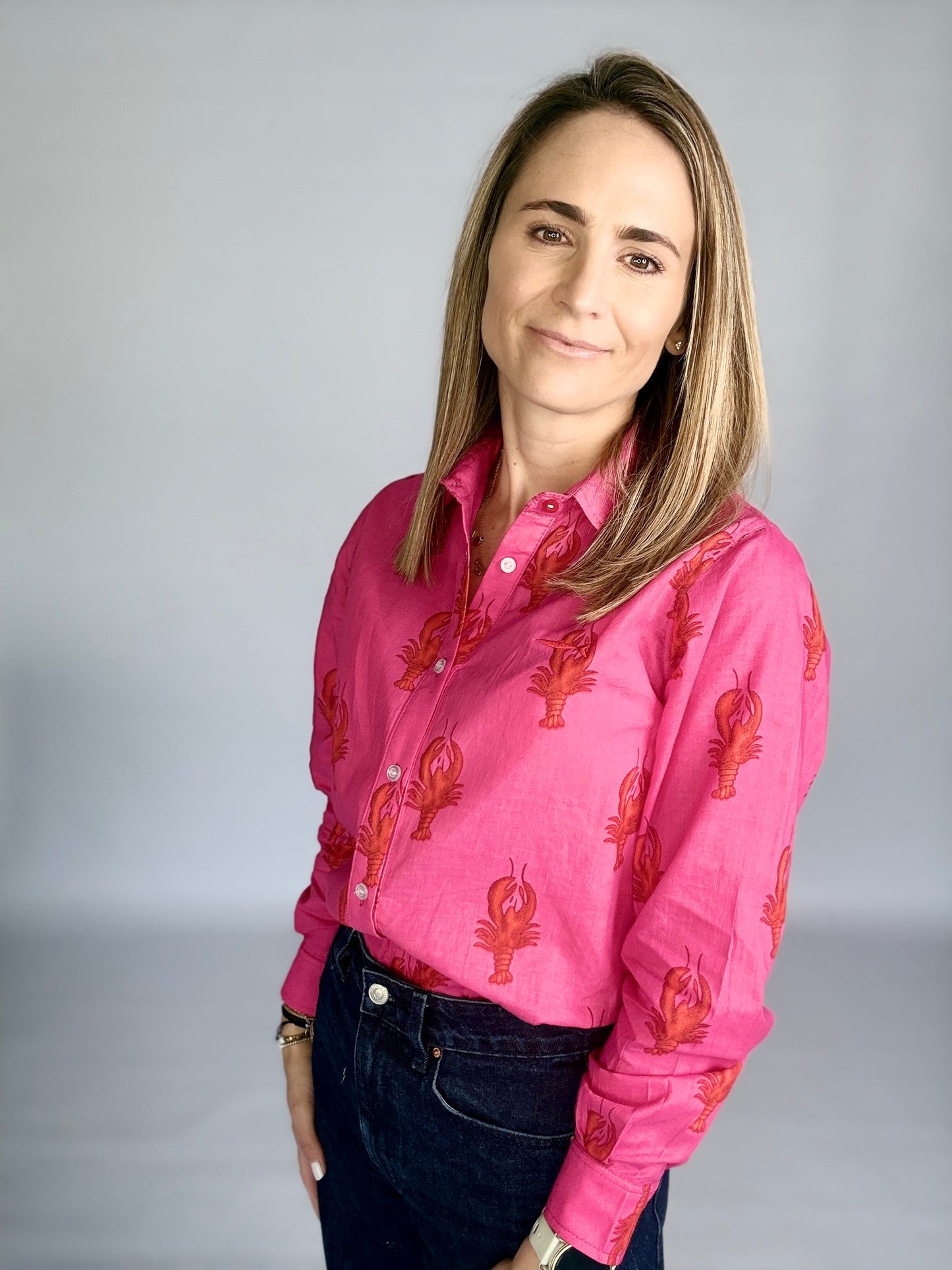 Ladies Shirt - Pink Lobster