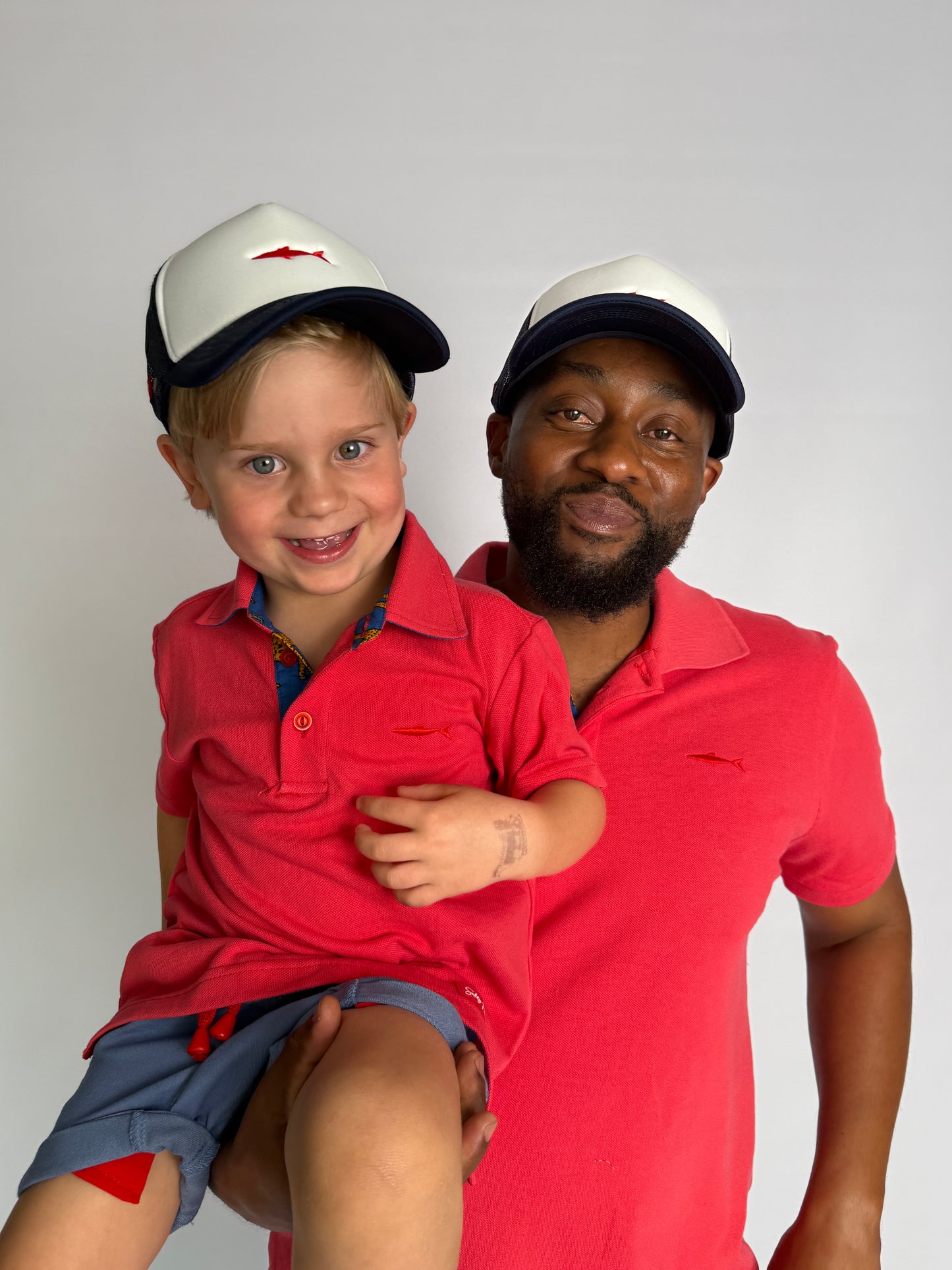 Boys Golfer - Coral - Navy w Orange Leopards Insert