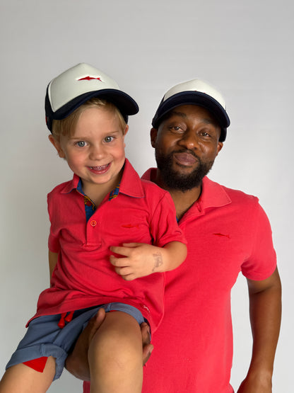 Boys Golfer - Coral - Navy w Orange Leopards Insert
