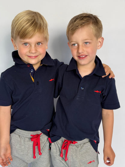 Boys Golfer - Navy - Navy w Orange Leopards Insert