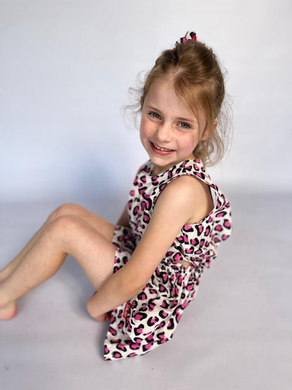 Girls Playsuit - White and Pink