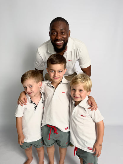 Boys Golfer - White - Black Zebra Collar Insert