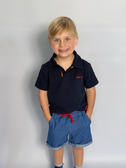 Boys Golfer - Navy - Navy w Orange Leopards Insert