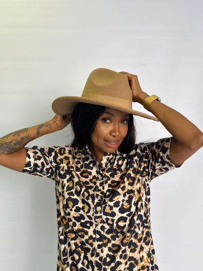 Unisex - Fedora Woolen Hat - Camel