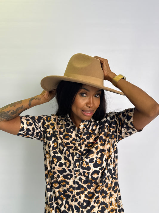 Unisex - Fedora Woolen Hat - Camel