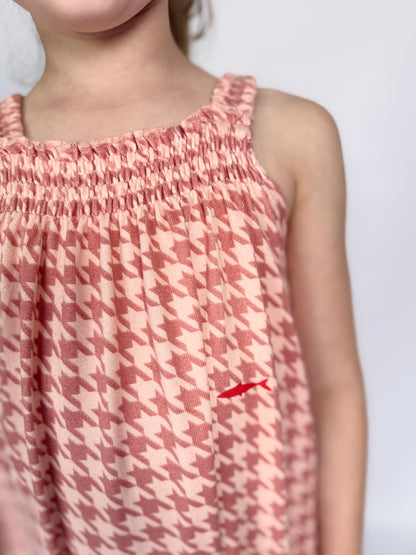 Girls Jumpsuit - Pink and White Houndstooth