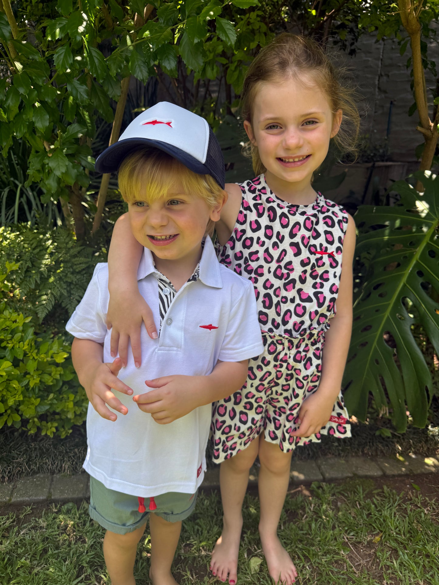 Girls Playsuit - White and Pink