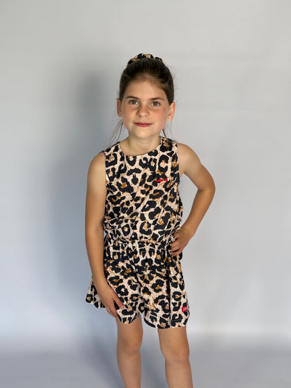 Girls Playsuit - Navy Animal Print